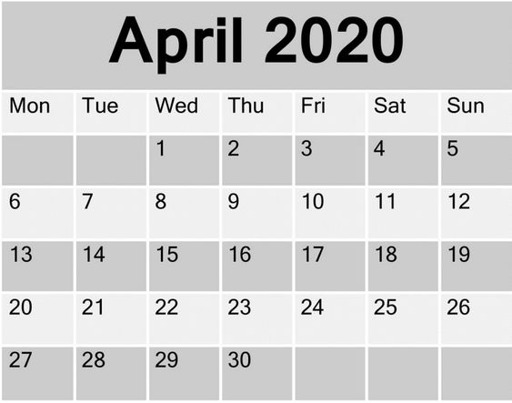 April 2020 Printable Calendar Monthly Template - Free Latest Calendar