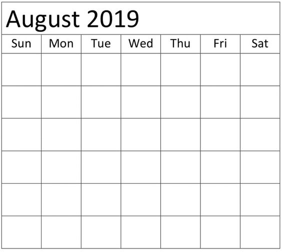 August Calendar 2019 PDF