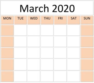 Read more about the article Blank March 2020 Calendar To Print