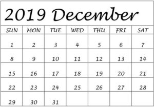 Calendar For December 2019 Free Downloadable