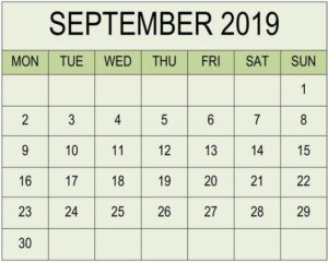 Calendar For September 2019 Decorative