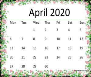 Cute April 2020 Calendar Pinterest