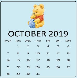 Cute October 2019 Calendar Doll