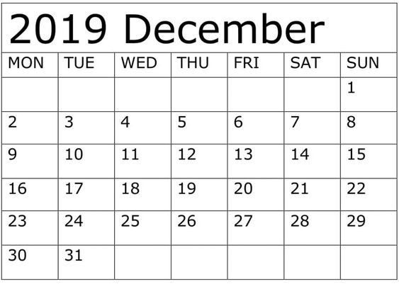 December 2019 Calendar With Holidays Australia