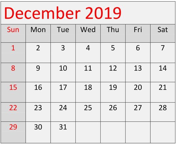 December 2019 Calendar With Holidays Canada