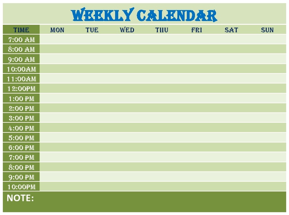 Read more about the article Free Printable Weekly Calendar Template