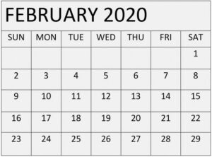 Free Printable February 2020 Calendar Print