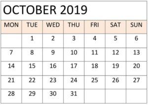 Free Printable October 2019 Calendar Decorative