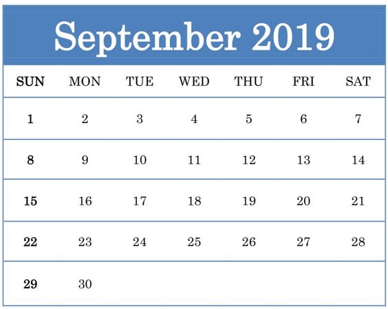 Free Printable September 2019 Calendar Download