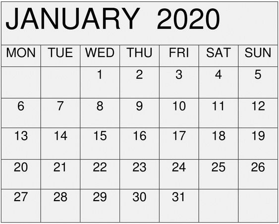 Read more about the article January 2020 Calendar Printable Blank Template