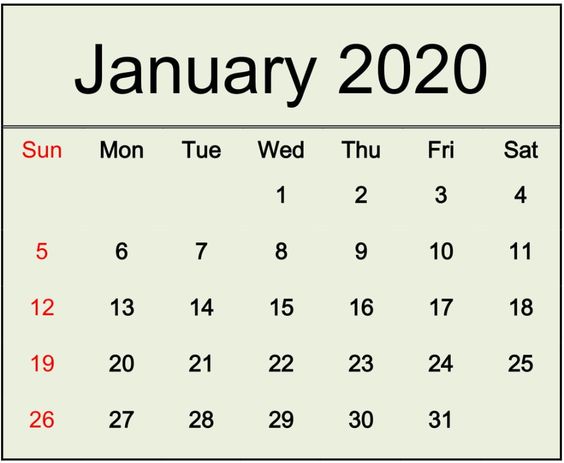 January 2020 Calendar With Holidays Notes