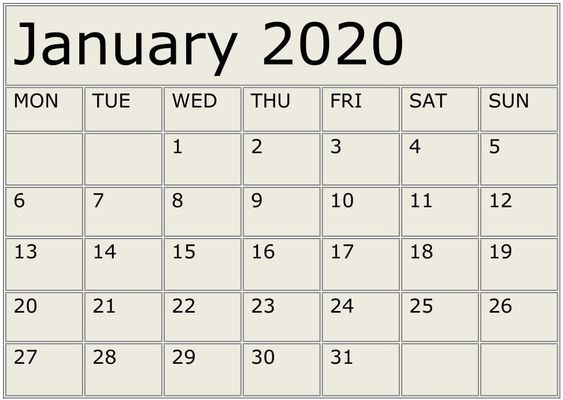 Read more about the article January Calendar 2020 Print Calendar