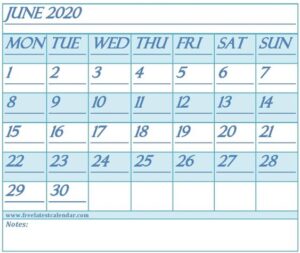 June 2020 Calendar With Holidays USA