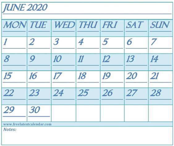 Read more about the article June 2020 Calendar With Holidays and Special Days