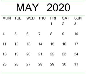 May 2020 Blank Calendar Floral