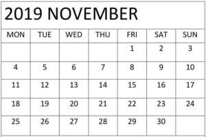 November 2019 Blank Calendar Template