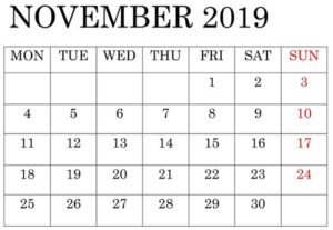 November 2019 Calendar Bold