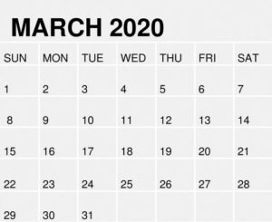 Printable March 2020 Calendar With Holiday Notes