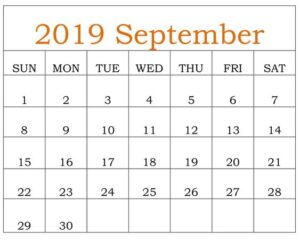 Printable September 2019 Calendar With Holidays