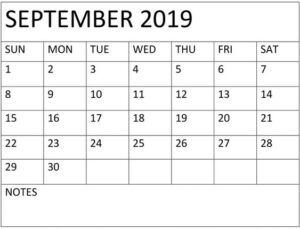 September Calendar 2019 Desk