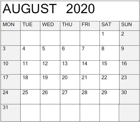 August Calendar 2020 Floral