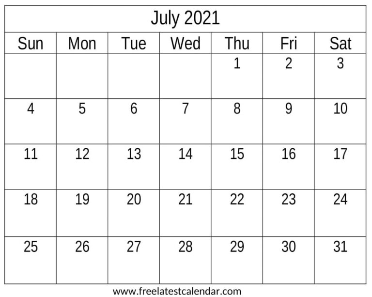 July 2021 Calendar For PDF, Word, and Excel Free Latest Calendar