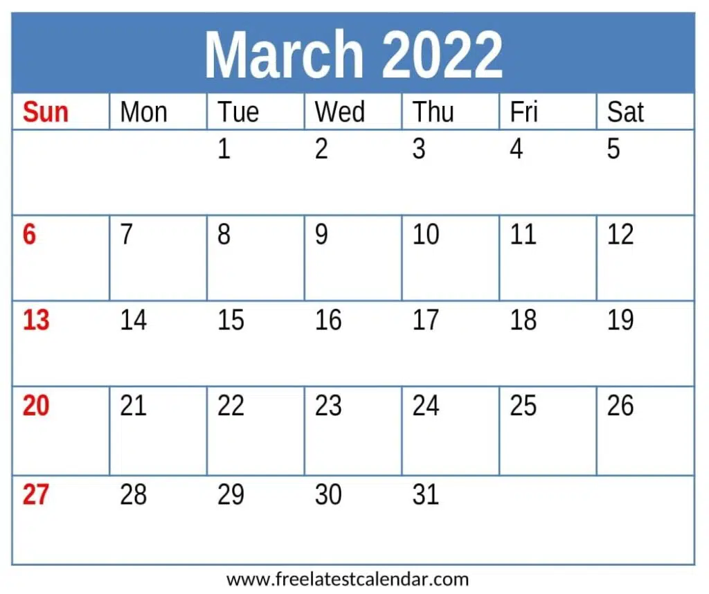 March 2022 Calendar